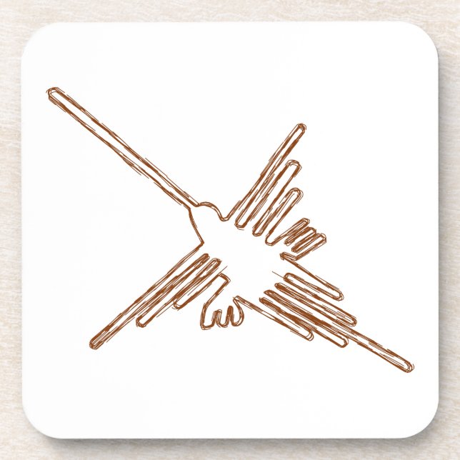 Nazca Lines Hummingbird Sketch Beverage Coaster (Front)