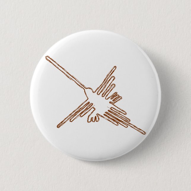 Nazca Lines Hummingbird Sketch Button (Front)