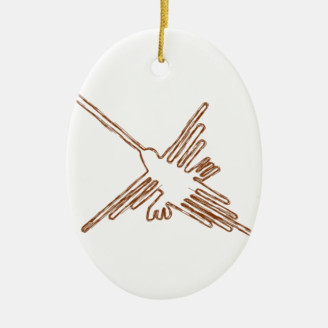 Nazca Lines Hummingbird Sketch Ceramic Ornament (Front)