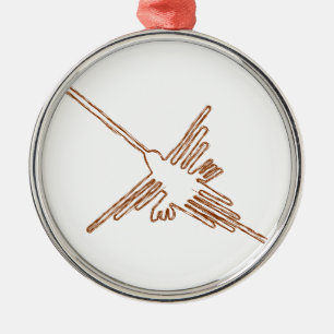 Nazca Lines Hummingbird Sketch Metal Ornament