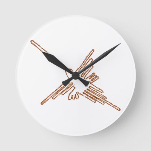 Nazca Lines Hummingbird Sketch Round Clock