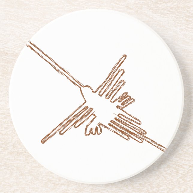 Nazca Lines Hummingbird Sketch Sandstone Coaster (Front)