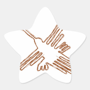 Nazca Lines Hummingbird Sketch Star Sticker
