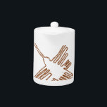 Nazca Lines Hummingbird Sketch Teapot<br><div class="desc">Drawing of the famous Peruvian hummingbird geoglyph from the Nazca desert. 
All digital image.</div>