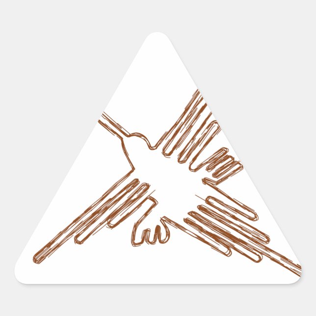 Nazca Lines Hummingbird Sketch Triangle Sticker (Front)