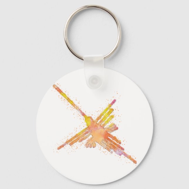 Nazca Lines Hummingbird Watercolor Print Keychain (Front)