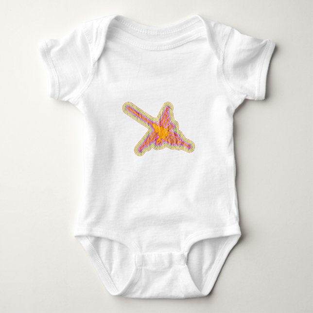 Nazca Lines Hummingbird With Wrinkled Paper Effect Baby Bodysuit (Front)