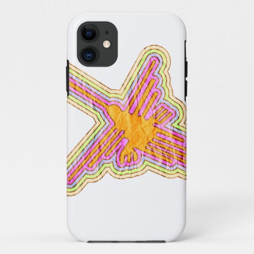 Nazca Lines Hummingbird With Wrinkled Paper Effect iPhone 11 Case