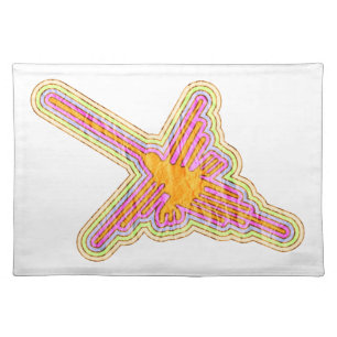 Nazca Lines Hummingbird With Wrinkled Paper Effect Cloth Placemat