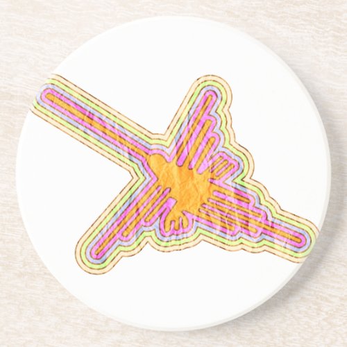 Nazca Lines Hummingbird With Wrinkled Paper Effect Coaster