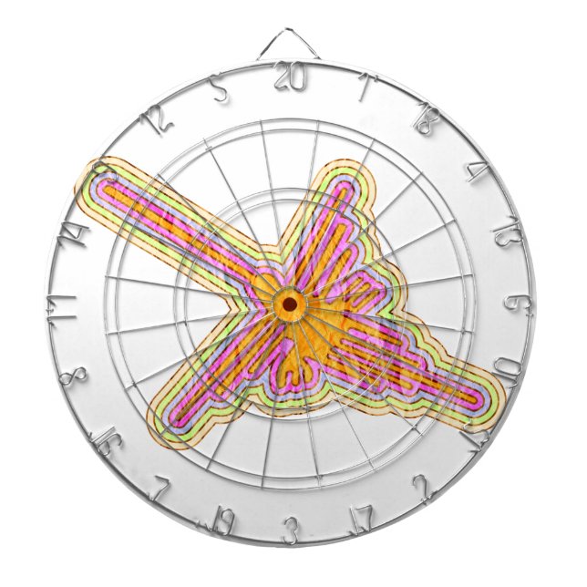 Nazca Lines Hummingbird With Wrinkled Paper Effect Dart Board (Front)