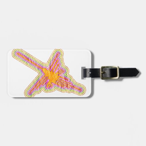 Nazca Lines Hummingbird With Wrinkled Paper Effect Luggage Tag