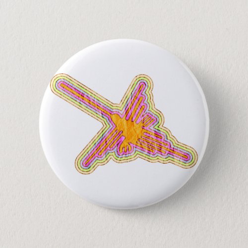 Nazca Lines Hummingbird With Wrinkled Paper Effect Pinback Button