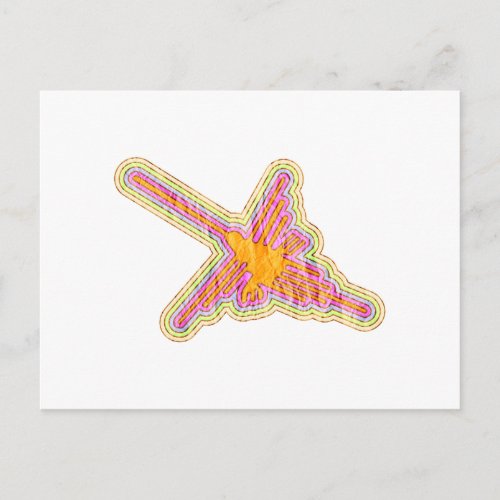 Nazca Lines Hummingbird With Wrinkled Paper Effect Postcard