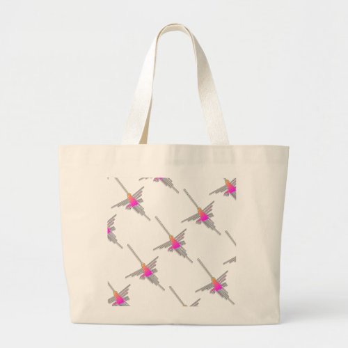 Nazca Lines Hummingbirds _ Tiled Version Large Tote Bag