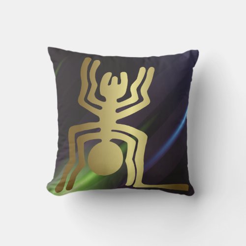 Nazca Peru Gold Spiders Throw Pillow