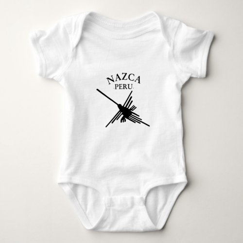 Nazca Peru Hummingbird With Curved Text Baby Bodysuit