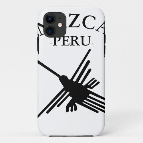 Nazca Peru Hummingbird With Curved Text iPhone 11 Case