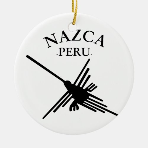 Nazca Peru Hummingbird With Curved Text Ceramic Ornament