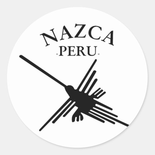 Nazca Peru Hummingbird With Curved Text Classic Round Sticker