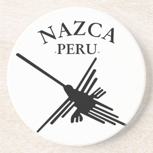 Nazca Peru Hummingbird With Curved Text Drink Coaster