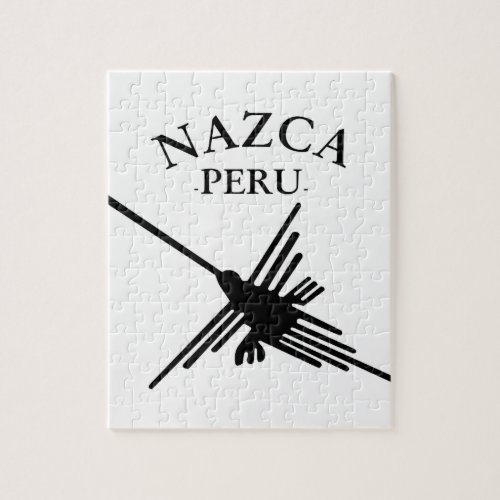 Nazca Peru Hummingbird With Curved Text Jigsaw Puzzle