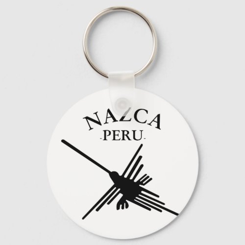 Nazca Peru Hummingbird With Curved Text Keychain