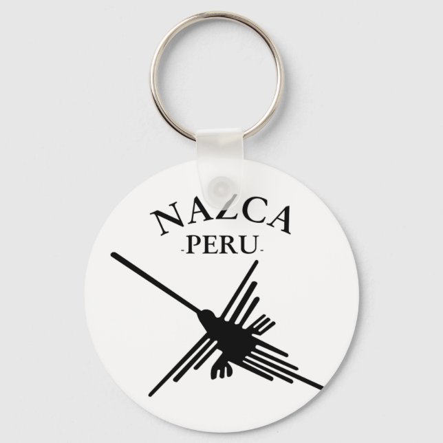 Nazca Peru Hummingbird With Curved Text Keychain (Front)