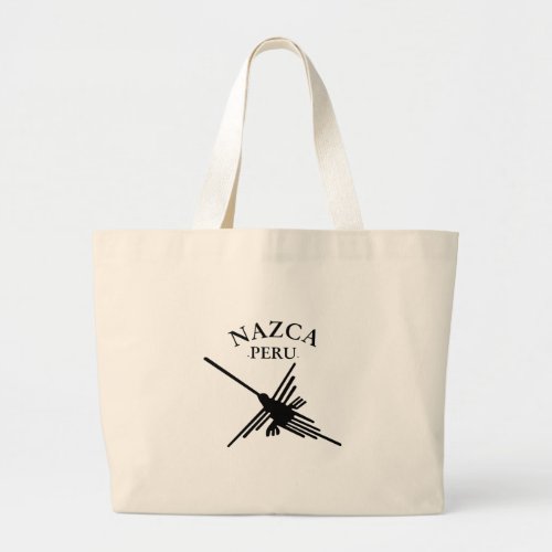 Nazca Peru Hummingbird With Curved Text Large Tote Bag