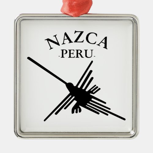 Nazca Peru Hummingbird With Curved Text Metal Ornament