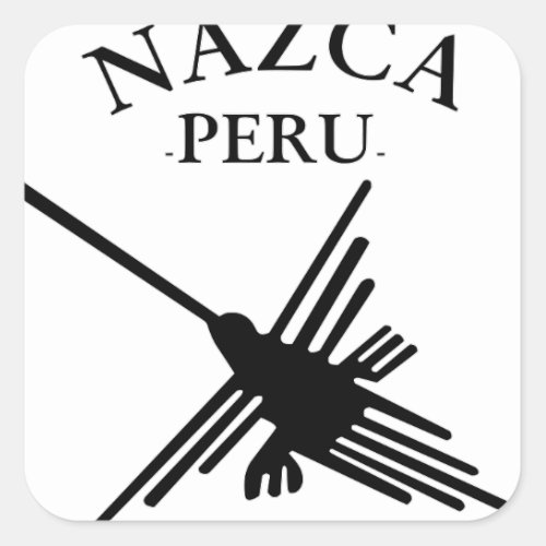 Nazca Peru Hummingbird With Curved Text Square Sticker