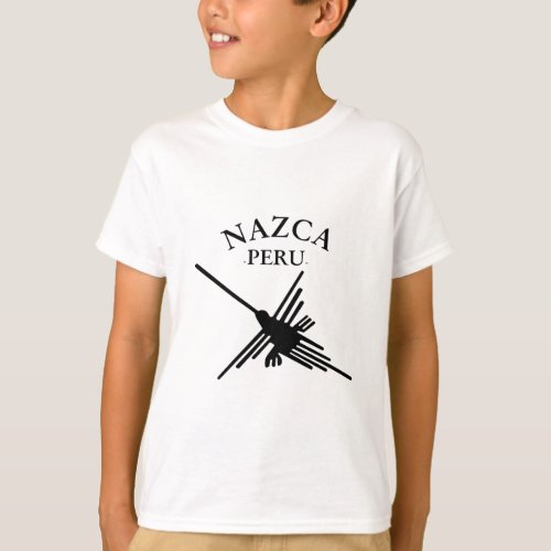 Nazca Peru Hummingbird With Curved Text T_Shirt