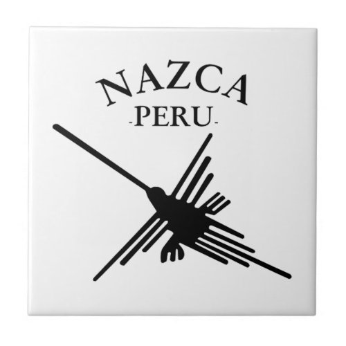 Nazca Peru Hummingbird With Curved Text Tile