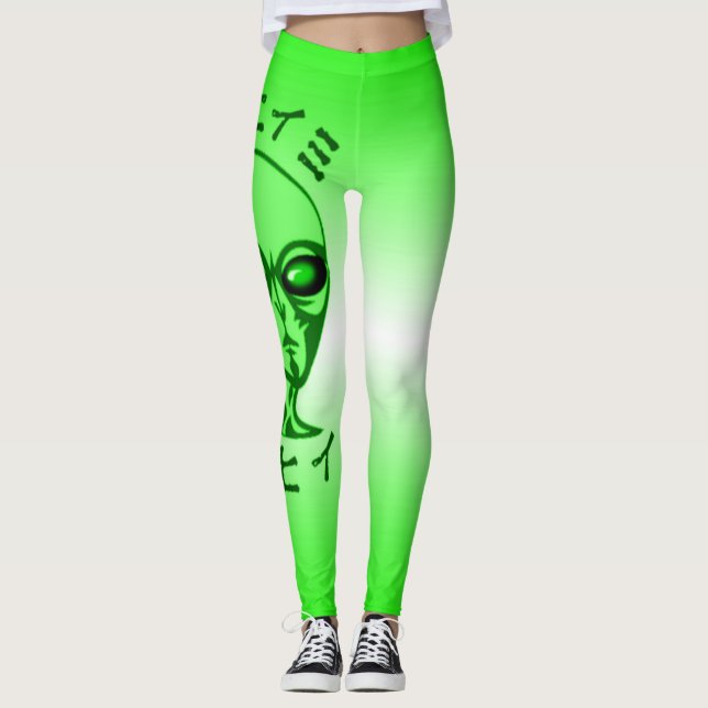 NBK Neon Alien Love Black Light Rave Leggings (Front)