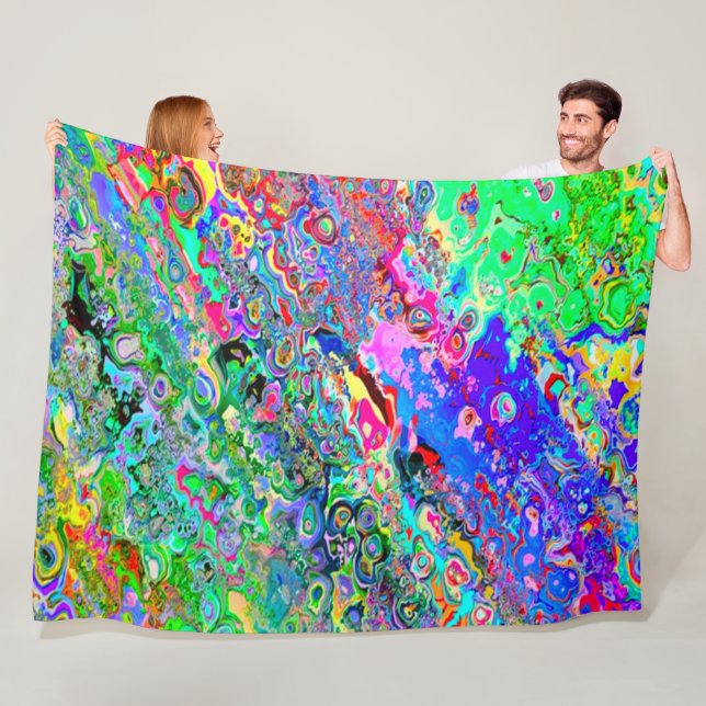 NBK Trippy Psychedelic Acid Wax Tie-dye Fleece Blanket (In Situ)