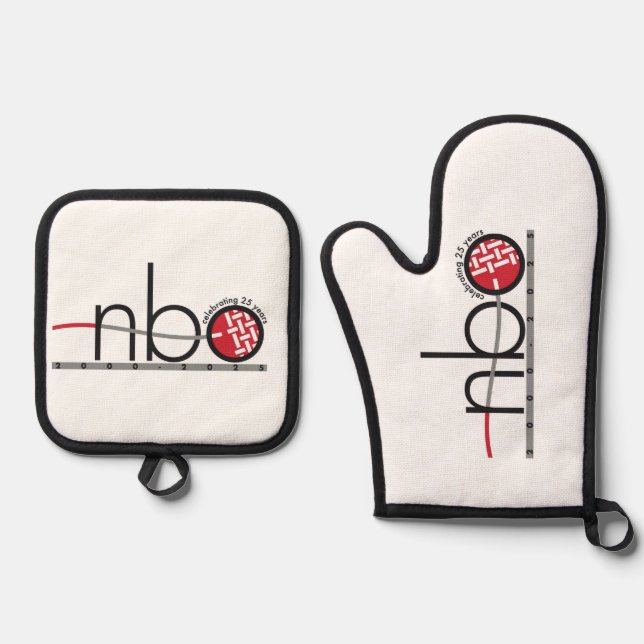 NBO 25th Anniversary Pot Holders and Mitt Oven Mitt & Pot Holder Set (Front)