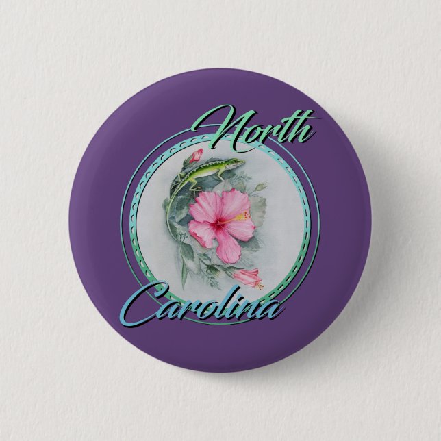 NC Anole & Hibiscus Button (Front)