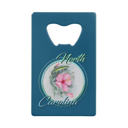 NC Anole  Hibiscus Credit Card Bottle Opener