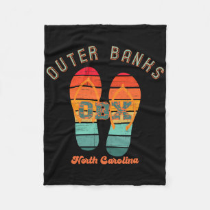 Nc Obx Retro Beach Family Vacation Outer Banks Fli Fleece Blanket