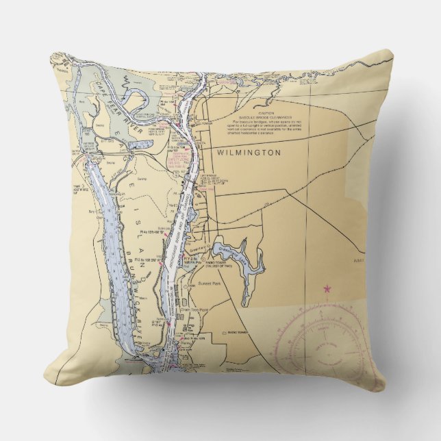 NC_Wilmington and Cape Fear Throw Pillow (Front)