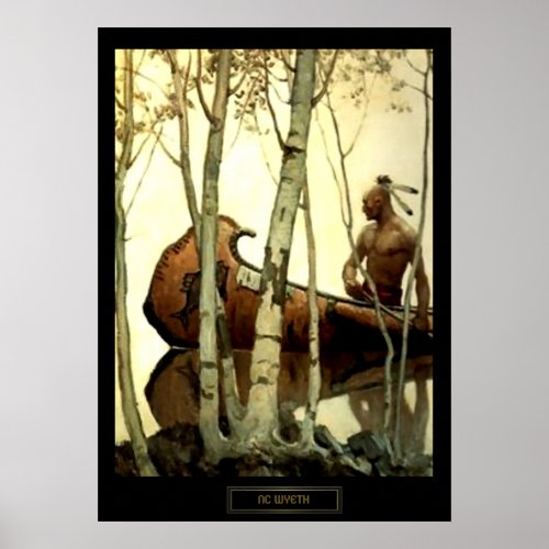 NC Wyeth Historical Painting Indian Canoe 2 Poster