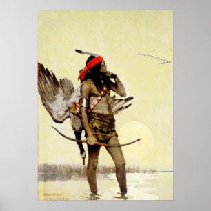 NC Wyeth Historical Painting Native Indian Hunting Poster