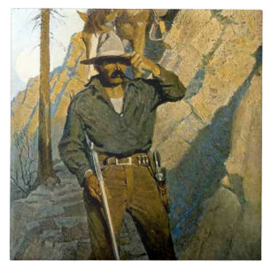 NC Wyeth Historical Painting "The Sheriff" Ceramic Tile