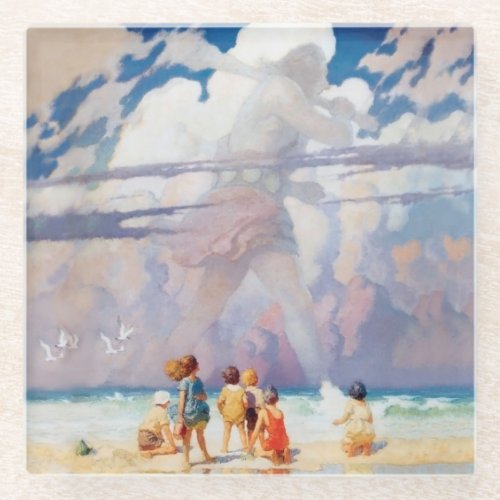 NC Wyeth The Giant Artwork Beach Coastal Glass Coaster