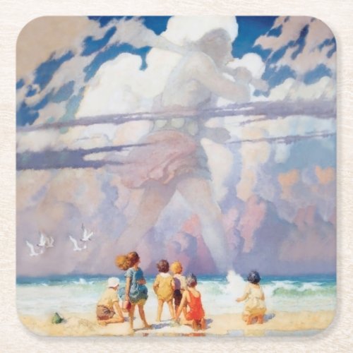 NC Wyeth The Giant Artwork Beach Coastal Square Paper Coaster