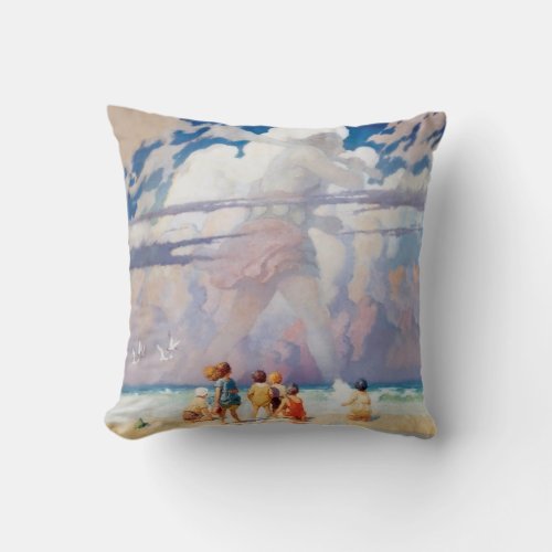 NC Wyeth The Giant Artwork Beach Coastal Throw Pillow