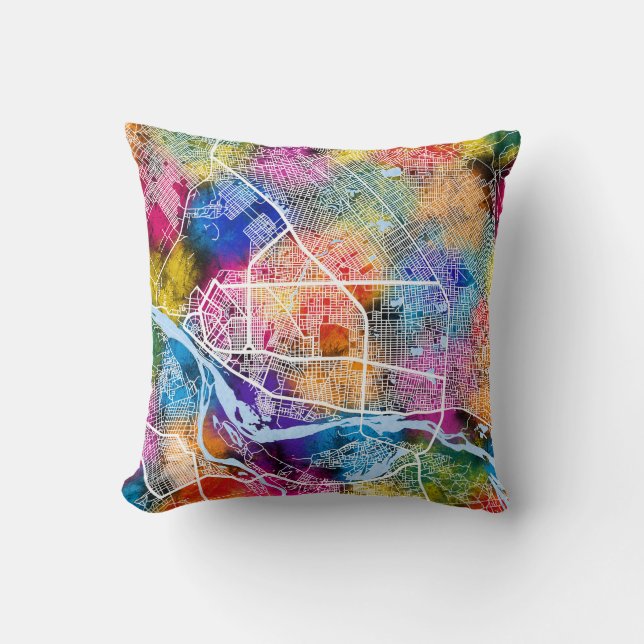 N'Djamena Chad City Map Throw Pillow (Front)