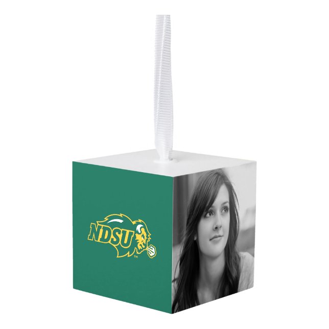 NDSU Bison Cube Ornament (Back Angled)