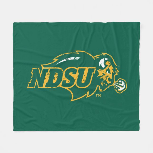 NDSU Bison Distressed Fleece Blanket (Front (Horizontal))