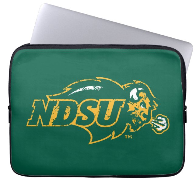 NDSU Bison Distressed Laptop Sleeve (Front)